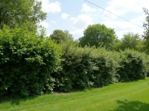 Mixed Native Hedge Border - Natural mixed hedge of hawthorn, holly, and beech creating wildlife-friendly boundary, normal view with birds