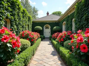 Layered Garden Depths - Three-quarter view showing the depth and dimension of a well-planned hibiscus border, emphasizing the varying heights and creating a sense of garden room depth