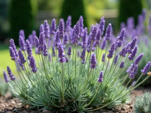 Phenomenal Lavender Durability - Phenomenal Lavender variety showcasing its superior heat and humidity tolerance, growing vigorously in a sunny garden setting with lush, silvery foliage