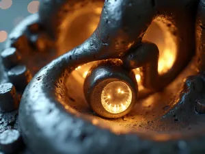 Illuminated Garden Art - Close-up of modern metal sculpture with internal lighting creating interesting shadow patterns on surrounding surfaces