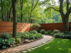 Forest Edge Boundary - Natural edge wooden garden wall made from local timber, integrated with existing trees and woodland plantings