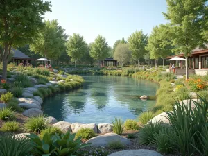 Children's Wildlife Pond - Safe wildlife pond design with shallow edges, viewing platform, and child-friendly planting, shown from a low angle perspective