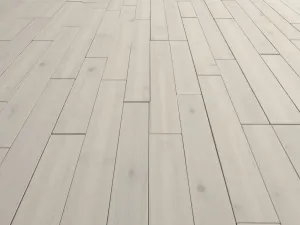 Linear Porcelain Plank Layout - Aerial view of long porcelain planks laid in a linear pattern, creating a modern, elongated look