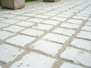 Whitewashed Brick Patio - Close-up of a whitewashed brick patio floor with a subtle distressed finish, creating a coastal cottage atmosphere