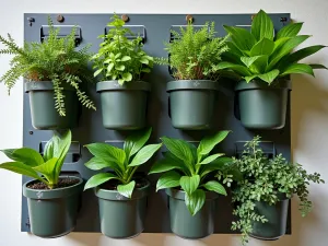 Living Wall Privacy - Budget-friendly living wall created with pocket planters, filled with shade-loving ferns, coleus, and trailing vinca vine